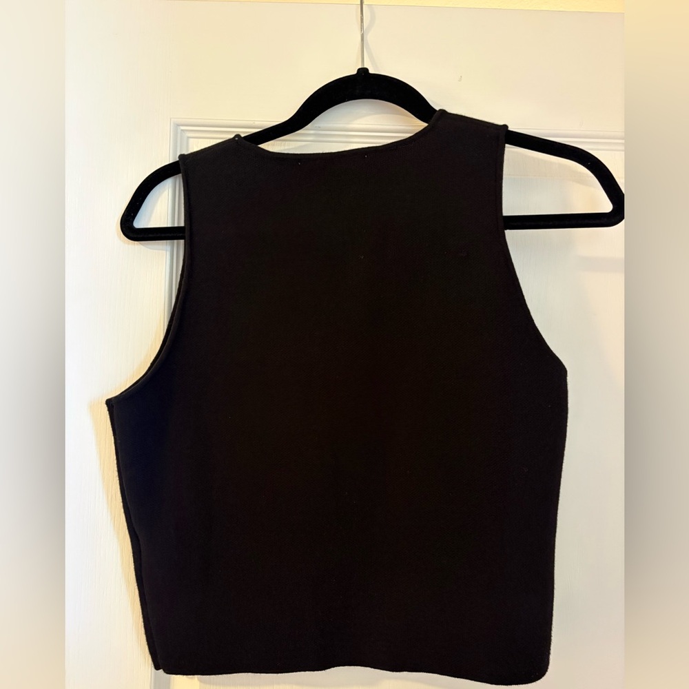 Zara Knit Black Tank Silver Buttons - Picture 3 of 4